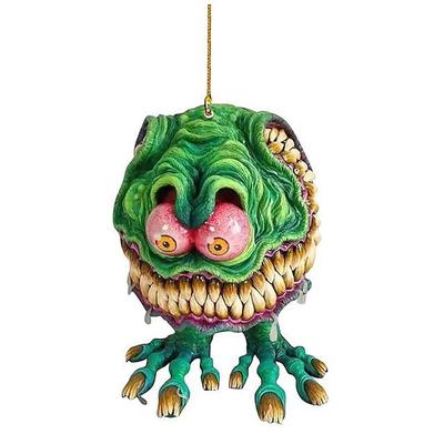 2PCS Cartoon Big Mouth Monster Car Pendant Acrylic Flat Doll Model Home Decor Rat Fink Crazy Mouse Driving Statue Halloween Car Accessories