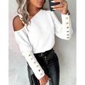 Women's Blouse Plain Casual Patchwork Puff Sleeve Black Long Sleeve Elegant One Shoulder Fall Winter