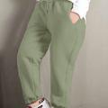 Women's Fleece Pants Plus Size Cotton Blend Solid Color Black Light Green Sporty Natural Full Length Casual Daily Fall Winter
