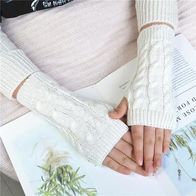 Monochrome Knitted Gloves Short Half Finger Warm Gloves Elastic Fingerless Touch Screen Fall Winter Gloves