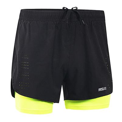 Arsuxeo Men's Running Shorts Gym Shorts Yoga Shorts Drawstring 2 in 1 Split Zipper Pocket Base Layer Outdoor Athletic Summer Spandex Quick Dry Lightweight Reflective Strips Yoga Gym Workout Marathon