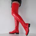 Women's Boots Go Go Boots Party Daily Over The Knee Boots Thigh High Boots Winter Block Heel Round Toe Fashion Sexy PU Zipper Black White Light Red