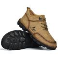 Men's Boots Retro Plus Size Handmade Shoes Fleece lined Walking Casual Outdoor Daily Suede Cowhide Slip Resistant Lace-up Black Yellow Blue Fall Winter