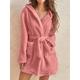 Women's Coral Fleece Bathrobe Pure Color Simple Casual Comfort Home Bed Wedding Party Coral Velvet Warm Breathable V Wire Long Sleeve Summer Fall Black Pink