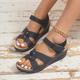 Women's Sandals Wedge Heels Platform Sandals Plus Size Outdoor Beach Solid Color Summer Wedge Heel Elegant Casual Minimalism Faux Leather Magic Tape Black Blue Brown