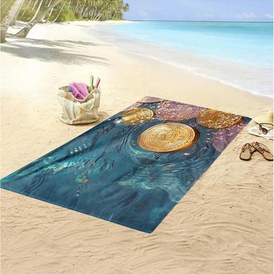 Gold Coin Pattern Beach Towel,Beach Towels for Travel, Quick Dry Towel for Swimmers Sand Proof Beach Towels for Women Men Girls Kids, Cool Pool Towels Beach Accessories Absorbent Towel