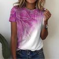 Women's T shirt Tee Graphic Marble Print Casual Weekend Custom Print Pink Red Print Short Sleeve Basic Round Neck Regular Fit