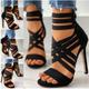 Women's Sandals Heel Sandals Plus Size Sandals Boots Summer Boots Party Outdoor Club Solid Color Summer Stiletto Heel Elegant Fashion Minimalism PU Elastic Fabric Zipper Black