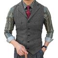 Men's Tweed Casual Business Vests Lightweight Waistcoat Solid Color Tailored Fit Notch Single Breasted Five-buttons Silver Black Red 2024