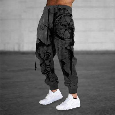 Men's Sweatpants Joggers Trousers Drawstring Side Pockets Elastic Waist Graphic Prints Comfort Breathable Sports Outdoor Casual Daily Cotton Blend Terry Streetwear Designer ArmyGreen Blue