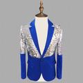 Men's Sparkle Casual Sequin Blazer Regular Regular Fit Sequin Color Block White Blue 2024