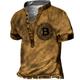 Bitcoin Wallet Mens Graphic Shirt Vintage 3D Brown Summer Cotton Designer Basic Casual Print Tee Henley Outdoor Daily Sports Short Sleeve Stand