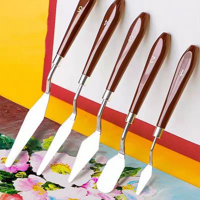 5 Pieces Painting Knives Stainless Steel Spatula Palette Knife Oil Painting Accessories Color Mixing Set for Oil Canvas Acrylic Painting-Lightwish
