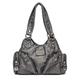 Women's Shoulder Bag Hobo Bag PU Leather Daily Rivet Zipper Solid Color Vintage Black Wine Brown