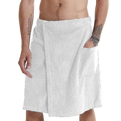 Mens Coral Fleece Bath Towel Wrap Towelling Bath Robes Bath Skirt with Pocket for Bath Fitness Travel Beach Swimming Surfing