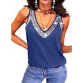 Women's Tank Top Camis Plain Sparkly Party Holiday Weekend Sequins Black Sleeveless Streetwear Metallic Casual V Neck