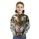 Kids Toddler Boys' Hoodie Sweatshirt Long Sleeve Tiger Print Color Block Geometric 3D Print Brown Children Tops Active Basic