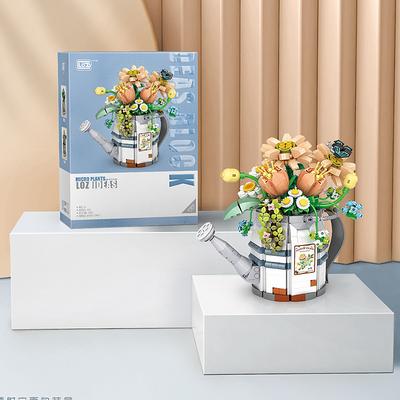 Women's Day Gifts 973pcs Cute Flower Watering Can Building Blocks Toy Potted Plant Set Assembled Building Blocks Shower Watering Can Model Mother's Day Gifts for MoM