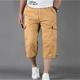 Men's Cargo Pants Cargo Trousers Work Pants Crop Multi Pocket Plain Camouflage Comfort Breathable Calf-Length Casual Daily Streetwear Cotton Blend Sports Fashion turmeric Black Micro-elastic