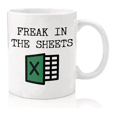 Excel Coffee Mug, Funny Gifts for Women Men Freak In The Sheets Mug Gifts for Boss CPA Friend Coworkers Accountant White Ceramic Office Mug 11.8 oz