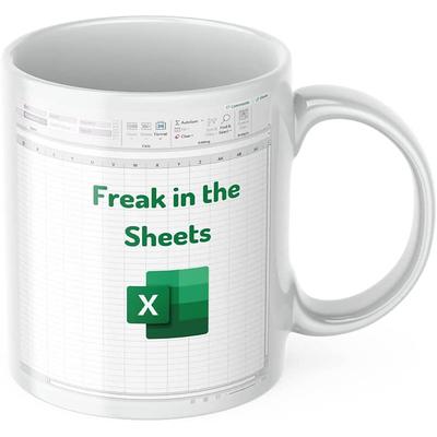 Excel Coffee Mug, Funny Gifts for Women Men Freak In The Sheets Mug Gifts for Boss CPA Friend Coworkers Accountant White Ceramic Office Mug 11.8 oz