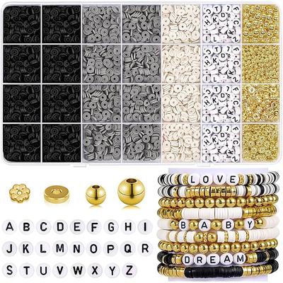 5000 Pcs Clay Bead Bracelet Making Kit for Girls Friendship Clay Beads for Bracelets Yellow Orange White Beads Letter Gold Beads for Jewelry Making Kit