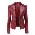Women's Faux Leather Jacket Casual Regular Fit Outerwear Long Sleeve Winter Fall Black Wine Brown Streetwear Going out M L XL
