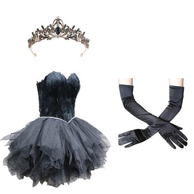 Outfits Tutu Accesories Set Feather Dress Head Jewelry Short / Mini Black Swan Women's Feather Sheath / Column Halter Neck Christmas Formal Evening Party / Cocktail Dress