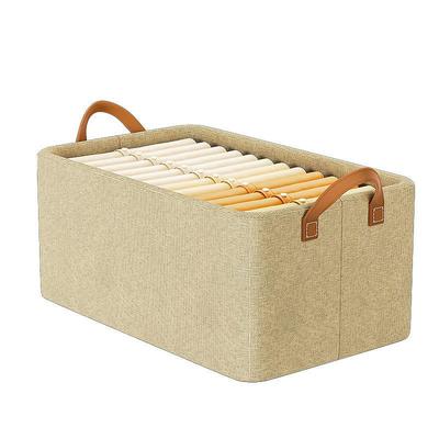 Foldable Storage Box With Steel Frame, Large Capacity Clothes Trousers Storage Basket, Portable Home Wardrobe Storage Box