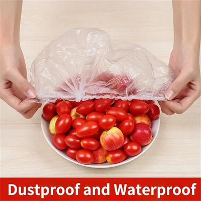 100PCS Disposable Food Cover Plastic Wrap Food-grade PE Fresh-keeping Film Bag Thickened Disposable Bowl Cover