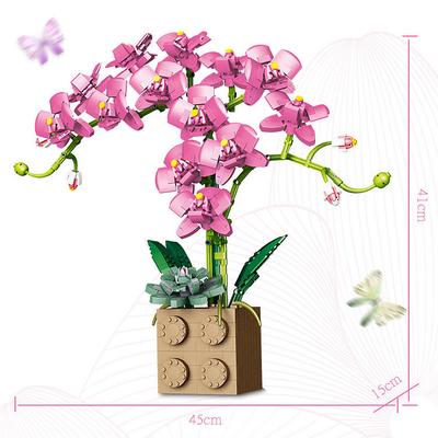 Women's Day Gifts Valentine's Day Gift Compatible With Le-go Rose Building Block Flower Ornaments G5010 Building Block Butterfly Orchid Bonsai Bouquet Mother's Day Gifts for MoM