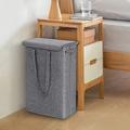 Covered Thin Laundry Basket Narrow Strip Dirty Clothes Basket 45l Foldable Slim Portable Bedroom Office Storage Basket 1PC