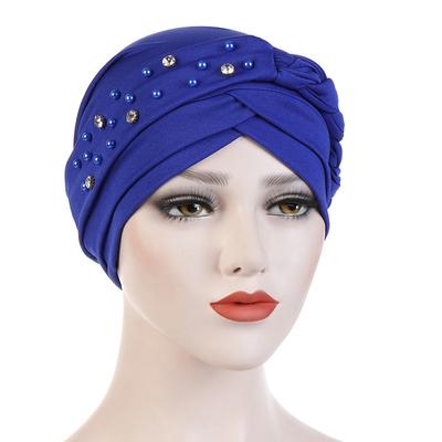 India Muslim Women Hijab Hat with Beads Turban Headscarf Islamic Head Wrap Lady Beanie Bonnet Hair Loss Cover