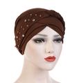 India Muslim Women Hijab Hat with Beads Turban Headscarf Islamic Head Wrap Lady Beanie Bonnet Hair Loss Cover