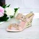 Women's Wedding Shoes Sandals Dress Shoes Glitter Crystal Sequined Jeweled Sparkling Shoes Wedding Party Rhinestone Wedge Fantasy Heel Peep Toe Elegant Bohemia Vintage Microbial Leather Loafer Pink