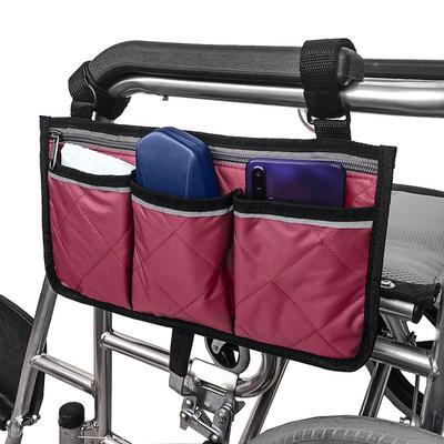 Wheelchair Armrest Organizer Bag Wheelchair Travel Accessories Storage Pouch With Pockets