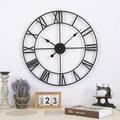 16inch 20inch 24inch Industrial Round Metal Clock Indoor Decor Clock for Living Room Wall Clock Roman Numerals Home Decoration Wall Clock