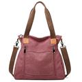 Women's Tote Top Handle Bag Canvas Daily Zipper Solid Color Black Blue Fuchsia