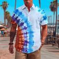 Men's Shirt Graphic Shirt Tie Dye Turndown Yellow Blue Green Rainbow Print Outdoor Street Short Sleeve Button-Down Print Clothing Apparel Fashion Designer Casual Breathable