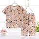 Toddler Boys 2 Pieces Pajama Set Short Sleeve White Pink Navy Blue Animal Cartoon Crewneck Summer Spring Basic Home 3-7 Years