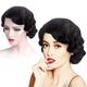 Short Black 1920s Wig for Women Gatsby roaring 20s Finger Wave Party Wig Synthetic Full Vintage Wigs for Womens Lady Cosplay Costume Fancy Dress 1920 Flapper Wig