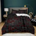 Black Geometric Cover Set King Bedding Set Modern Soft Luxury Microfiber Reversible Stripe Pattern Comforter Cover for Boys Men Women Teens with Zipper Closure