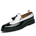 Men's Loafers Slip-Ons Brogue Tassel Loafers Bullock Shoes Plus Size British Party Evening Leather Loafer Black White Red Spring Fall Spring Summer