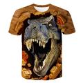 Kids Toddler Boys' T shirt Tee Short Sleeve Dinosaur Fantastic Beasts Graphic 3D Animal Crewneck Print White Blue Yellow Children Tops Active Cool 2-12 Years