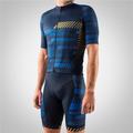 21Grams Men's Triathlon Tri Suit Short Sleeve Mountain Bike MTB Road Bike Cycling Green Blue Yellow Grey Stripes 3D Bike Clothing Suit UV Resistant Breathable Quick Dry Sweat wicking Polyester Spandex