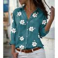 Women's Blouse Floral Floral Print Daily Button Pink Long Sleeve Basic Shirt Collar Spring Fall