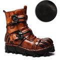 Men's Women Boots Motorcycle Boots Work Boots Biker boots Handmade Shoes Hiking Cycling Shoes Walking Vintage Classic Casual Outdoor Daily Leather Cowhide Warm Height Increasing Comfortable Booties