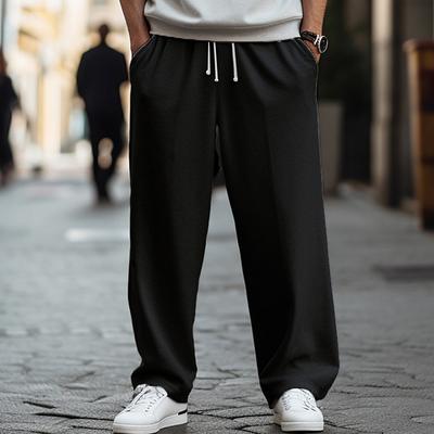 Men's Sweatpants Joggers Wide Leg Sweatpants Trousers Pocket Drawstring Elastic Waist Plain Comfort Breathable Outdoor Daily Going out Fashion Casual Black Grey