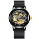 FNGEEN Gold Automatic Watch Men Stainless Steel Strap Skeleton Mechanical Watches Top Brand Luxury Luminous Pointer Watch 6018