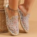 Women's Sandals Flats Boho Bohemia Beach Flat Sandals Espadrilles Daily Walking Floral Cut-out Summer Sequin Flower Flat Heel Round Toe Casual Bohemia Satin Mesh Gold flower white disc gold disc